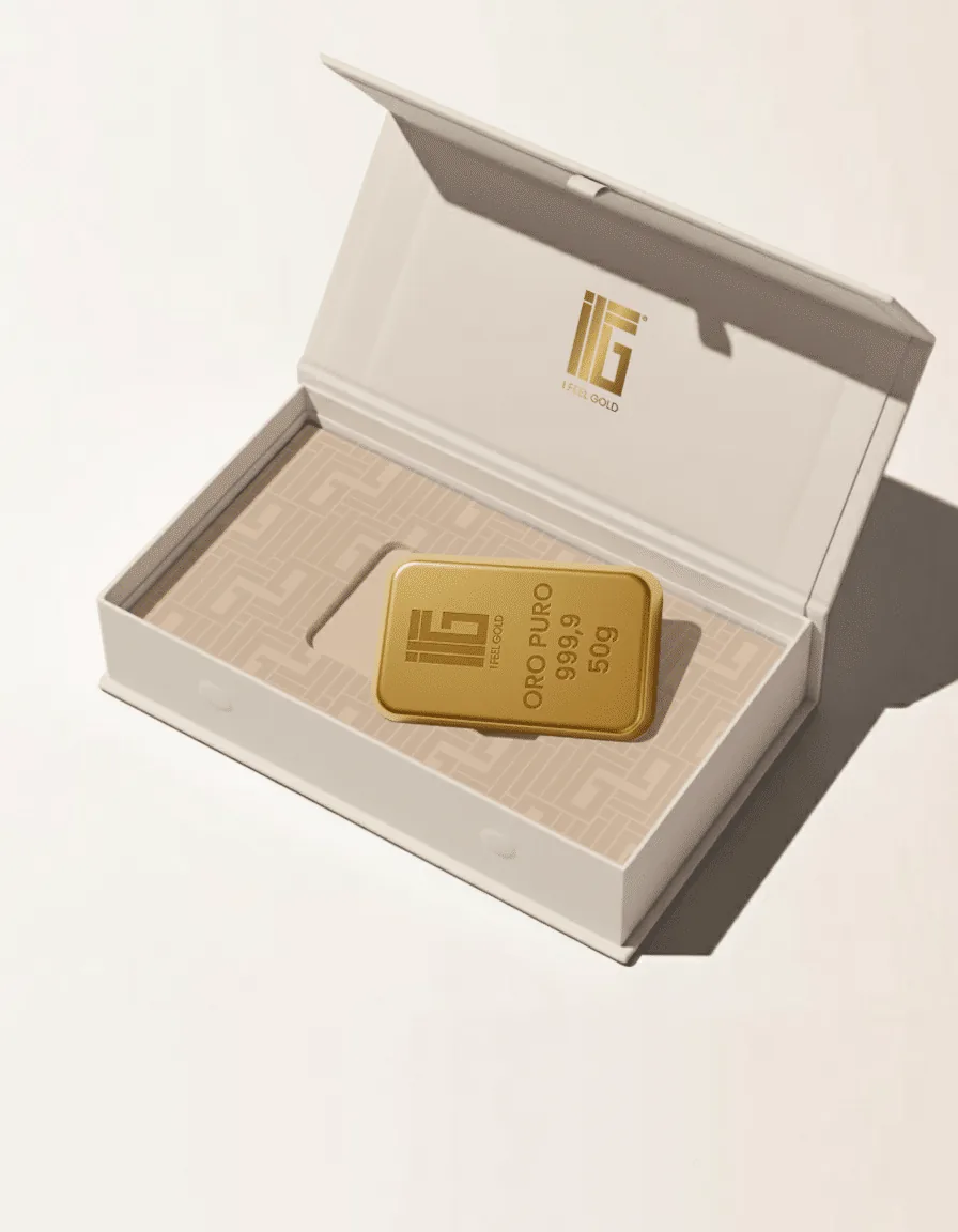Lingotto I Feel Gold nel cofanetto